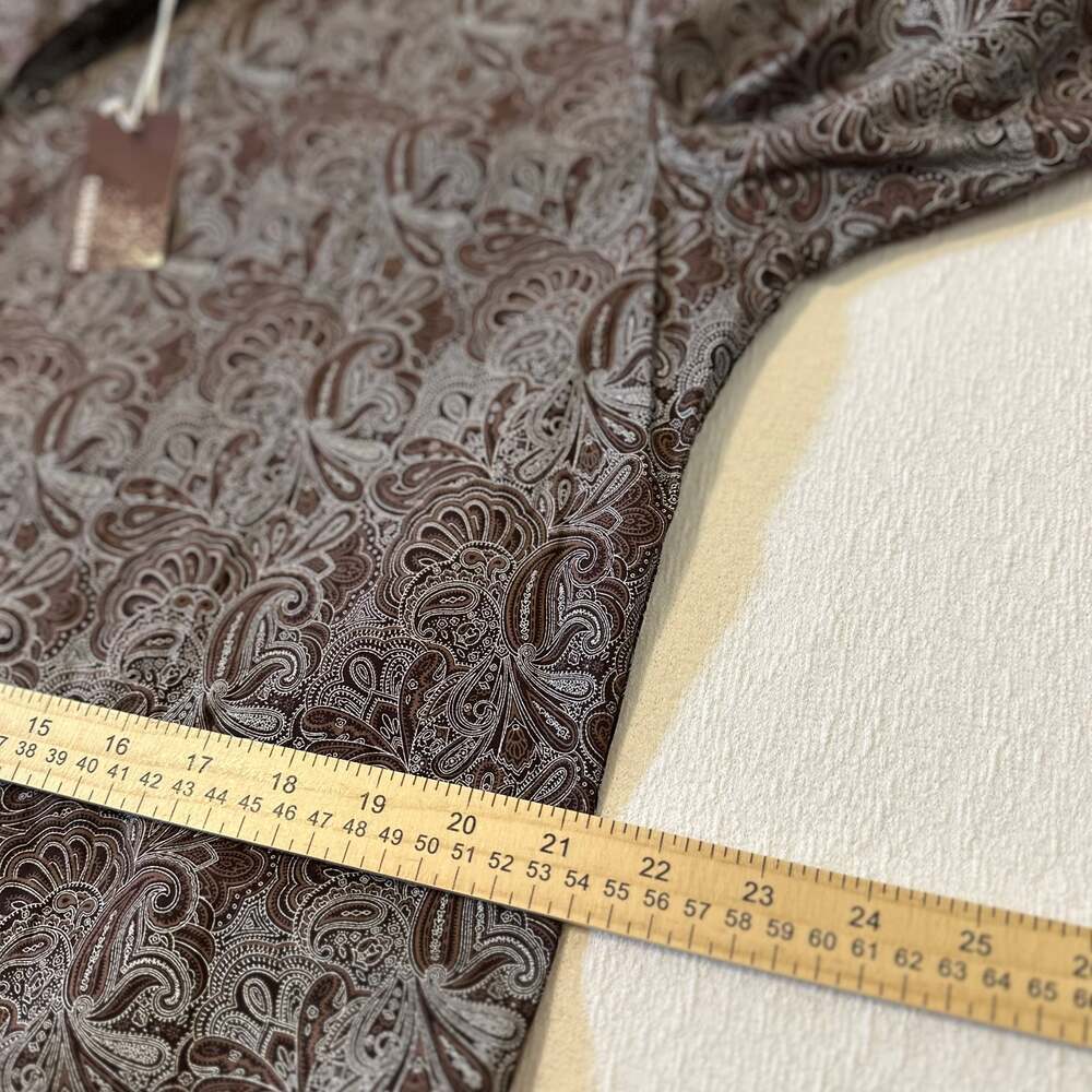 Consequence Men's Tan/Brown Paisley Long Sleeve Button Up Dress Shirt L - Picture 9 of 16
